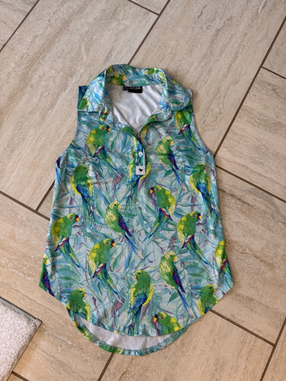 Bad Birdie Women's XS Parrot Pack Sleeveless‎ Golf Tennis Pickleball Polo